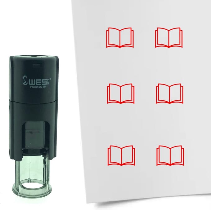 CombiCraft Stempel Open boek 10mm rond - Rode inkt