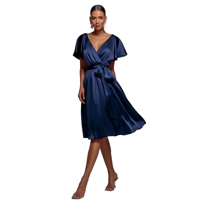 Satin Wrap Dress Dames Goddiva Midi