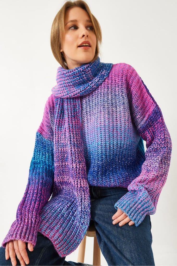 Gradient Geribbelde Ronde Hals Trui