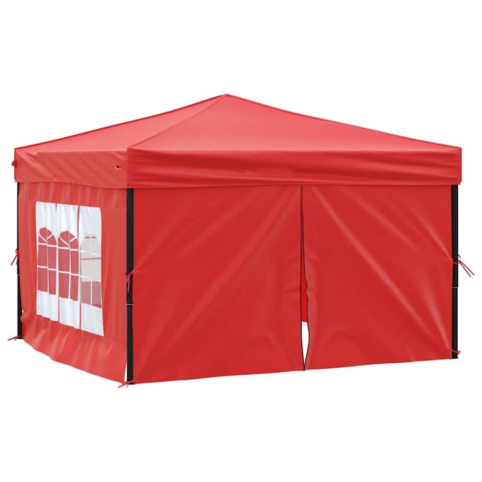 vidaXL - Partytent - inklapbaar - met - zijwanden - 3x3 - m - rood
