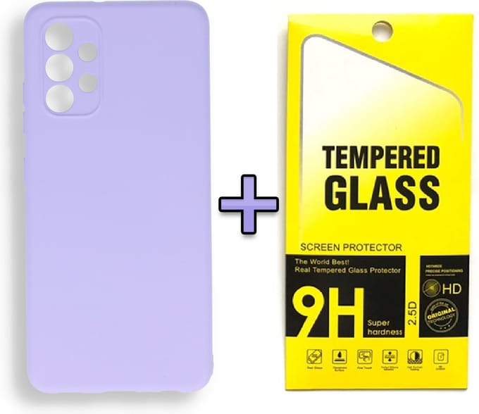 HB Hoesje Geschikt voor Samsung Galaxy A72 - Paars + Tempered Glazen Screenprotector - Siliconen Back Cover