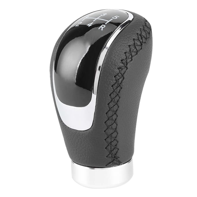 Pommeau de levier de vitesse universel en cuir noir pour voiture gray