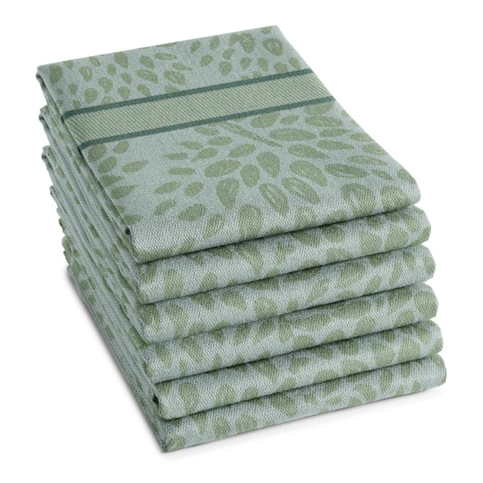 DDDDD - Trees - 6x Theedoek - Set van 6 stuks - Katoen - Jacquard geweven - 60x65 cm - Handige ophanglus - Groen