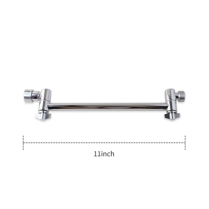 Douchearmverlenging met slotverbindingen 11 inch in hoogte verstelbare douchearm zilver