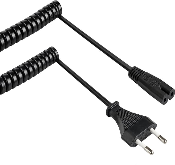 Allteq - Euro naar C7 apparaatsnoer - Krulsnoer - 2 meter - Zwart