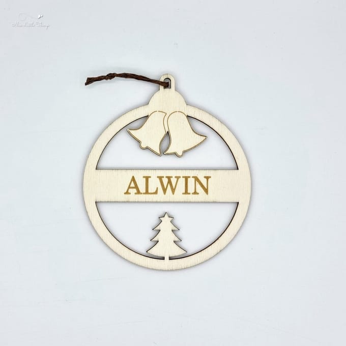 [Nice Little Things] -Houten Kerstbal - met Naam - Multiplex