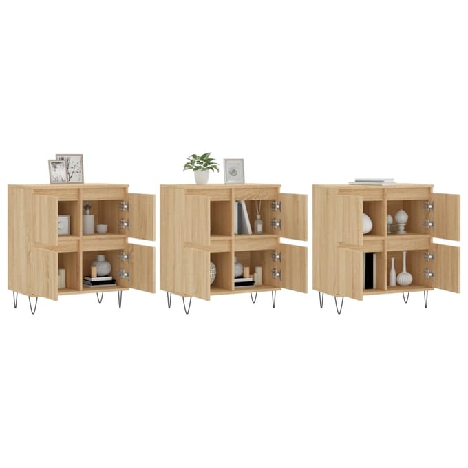 vidaXL - Dressoirs - 3 - st - bewerkt - hout - sonoma - eiken