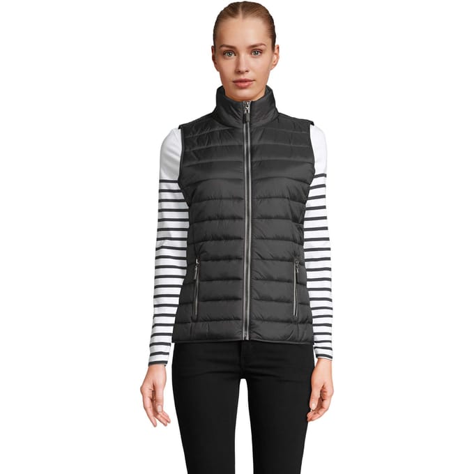 SOLS Dames/Dames Wave Lichtgewicht Bodywarmer (Zwart)
