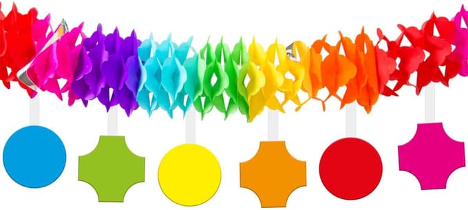 Folat - Slinger met Onderhangers Kleuren Party - 4 meter