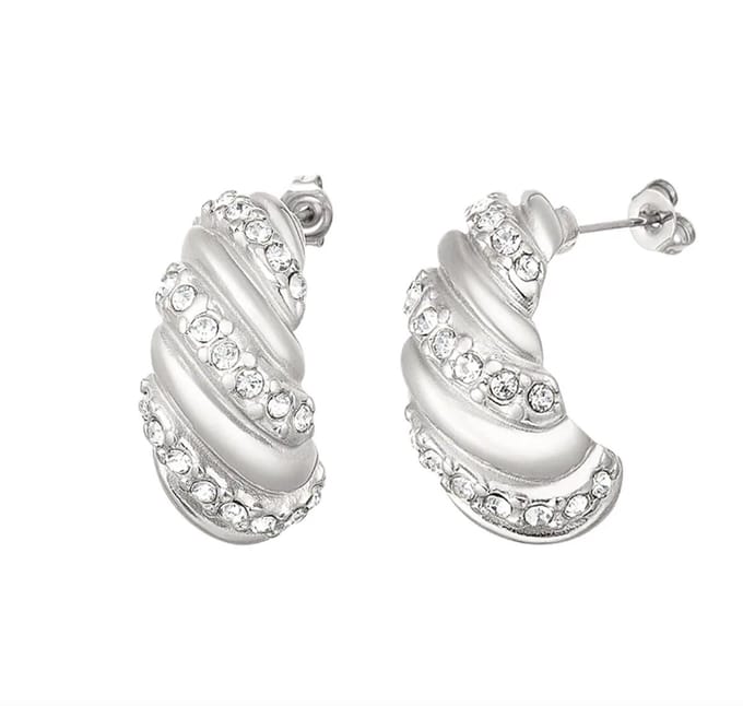 Oorbellen - Luxe - Twisted Zircon - Zilverkleurig
