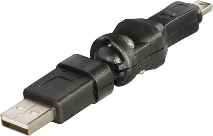 USB Mini B naar USB-A adapter - 360° draaibaar / zwart