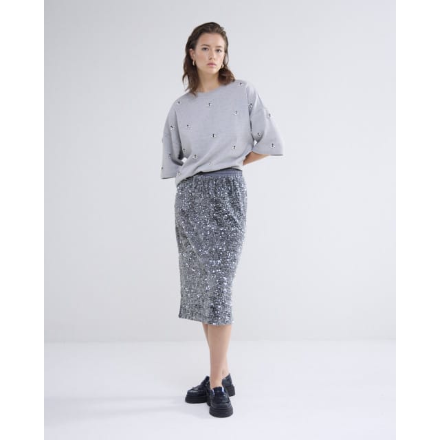Summum Rok Sequins Velour Grijs 6s1310-11936