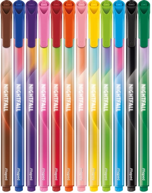 NIGHTFALL PREMIUM viltstiften penpunt 2,5 mm - in kartonnen ophangdoosje x 12