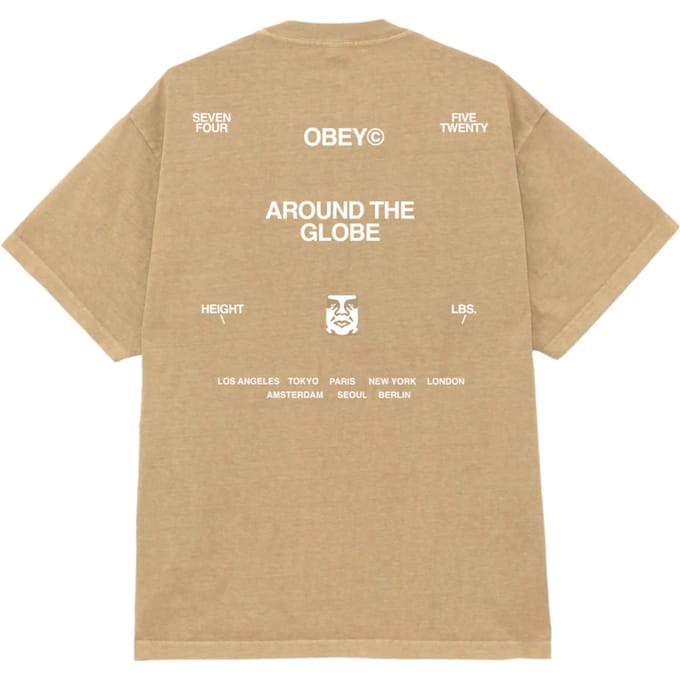 T-shirt Obey rond de wereld tee - pigment licht kaki
