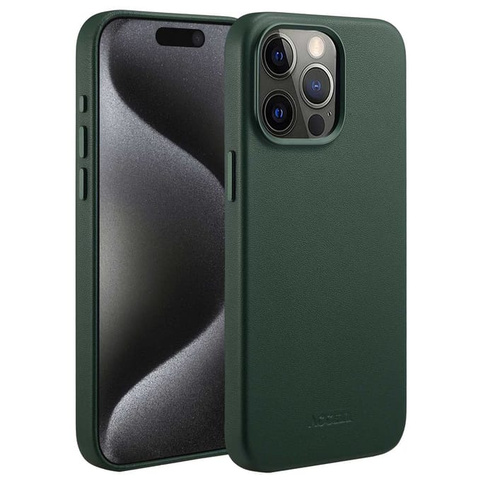 Accezz Hoesje - Geschikt voor iPhone 15 Pro Max - geschikt voor MagSafe Leather Backcover - Cedar Green