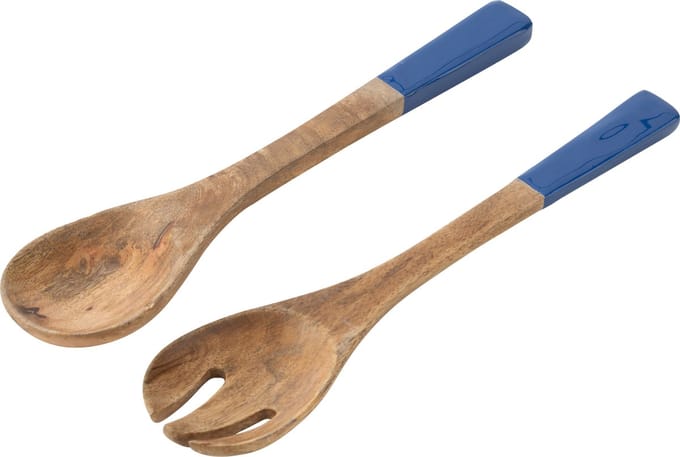 J-Line slabestek - hout - blauw/naturel - 2 stuks