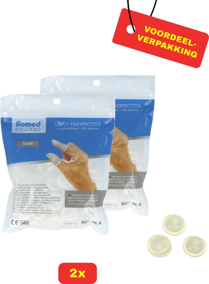 Romed Vingercondooms Latex S - 2x 100 stuks voordeelverpakking