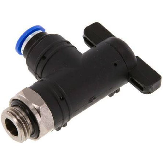 6 mm - G1/4'' Kunststof/Messing L-stuk 2-Weg Kogelkraan