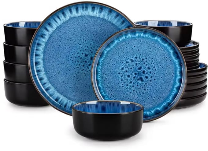 Gilded Serviesset – 6 persoons – 24 delig – Blauw Keramisch – Dinerborden – Breakfast Plates