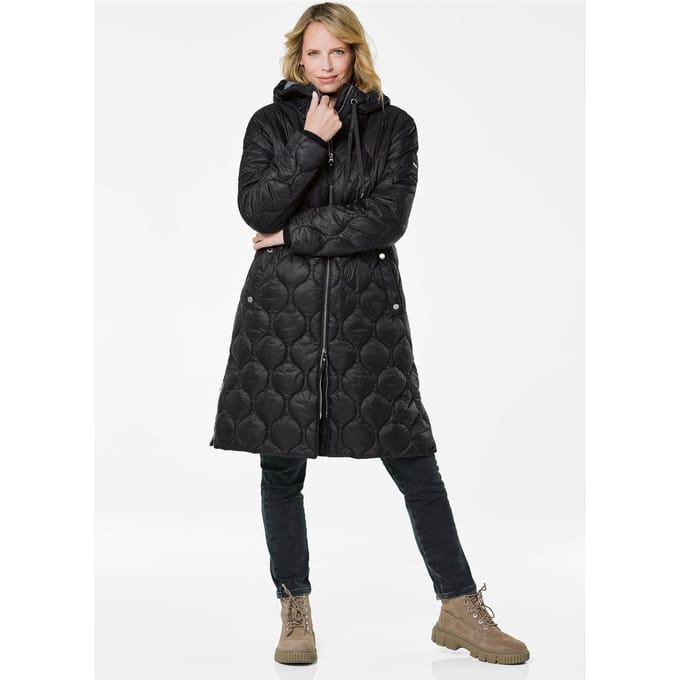Gewatteerde mantel met capuchon - zwart - Gr. 54 van Goldner Fashion