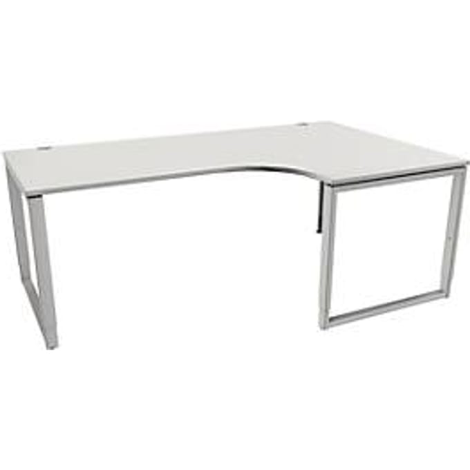 Schäfer Shop Genius MODENA FLEX hoekbureau, 90°, beugelvoet, bevestiging rechts, B 2000 mm, lichtgrijs