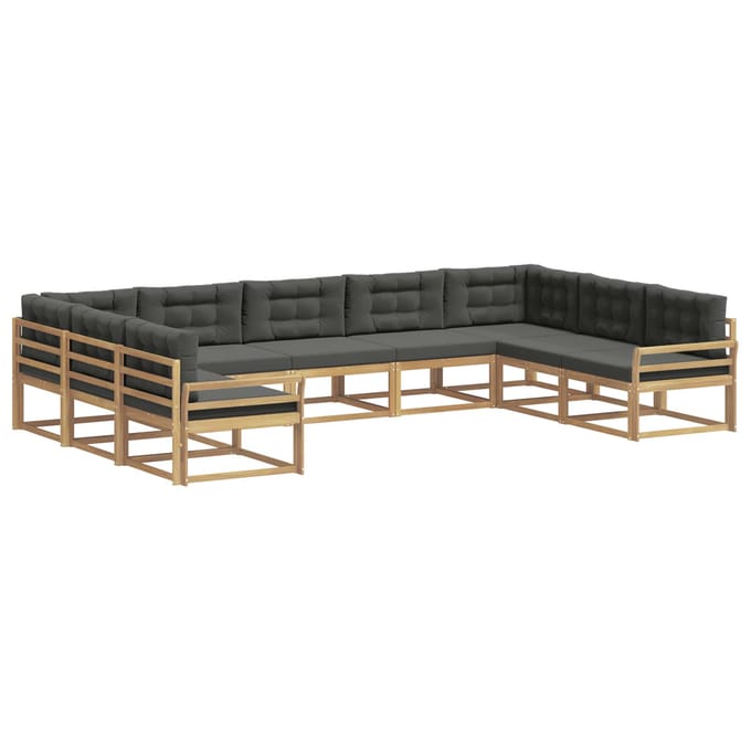 vidaXL - Buiten - bank - set - 9 - st - 9-zits - Wit - en - antracietkleurig