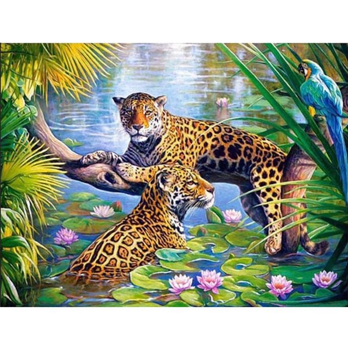 5D bricolage diamant peinture  léopard  broderie point de croix 5D maison 20X30CM gray