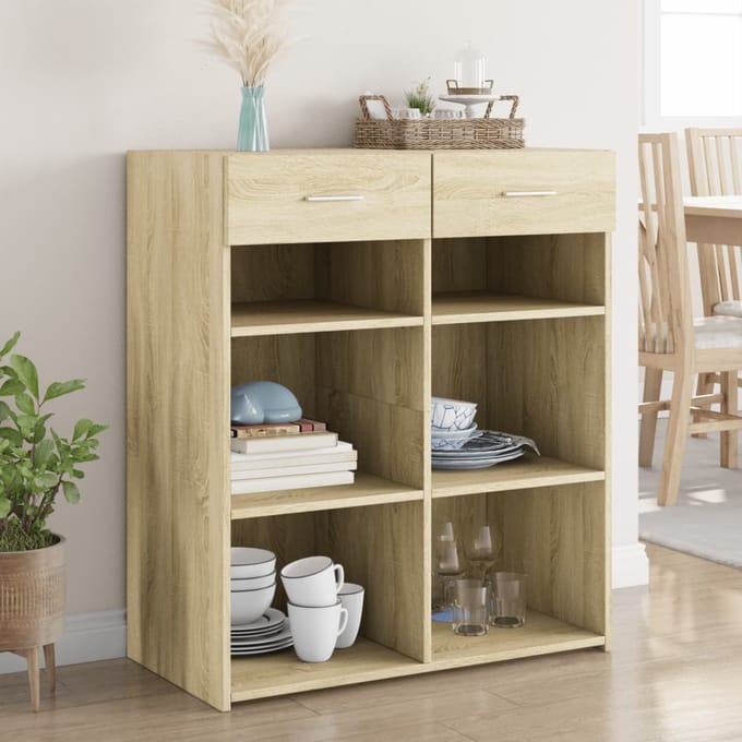 vidaXL - Dressoir - 80x42,5x93 - cm - bewerkt - hout - sonoma - eikenkleurig