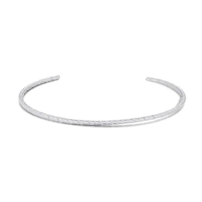 Twice As Nice Armband in edelstaal, fijne open bangle, gestreept 6cm