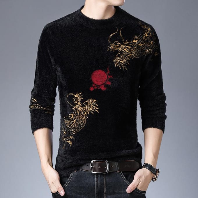 Pull à col roulé imitation vison pour hommes Automne et hiver Vêtement d'extérieur épais Style ample et décontracté Pull à manches longues 3XL black