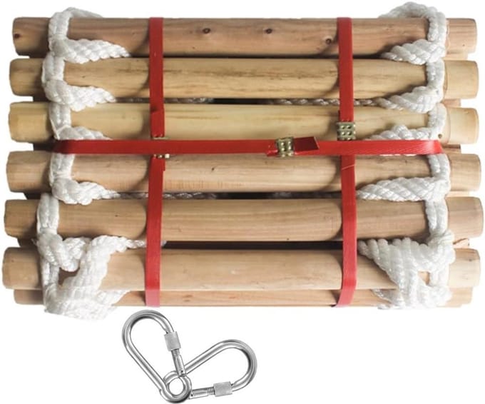 Noodladder - Reddingsladder Touwladder - Snelle Ontsnapping - Sterk Draagvermogen - 8 Meter - Houtkleur