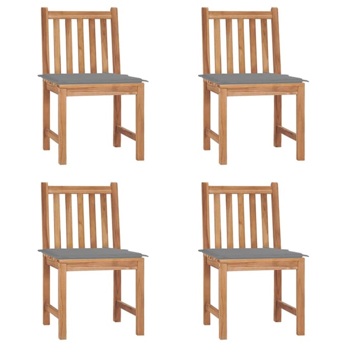 vidaXL - Tuinstoelen - 4 - st - met - kussens - massief - teakhout