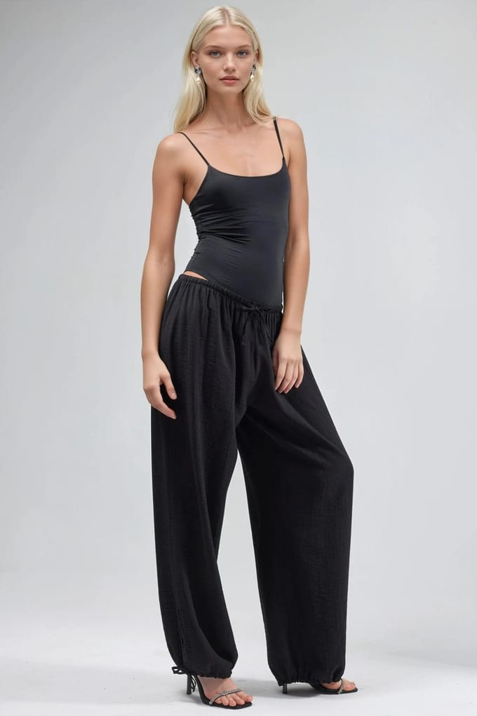 Elastische Broek met Strikdetail