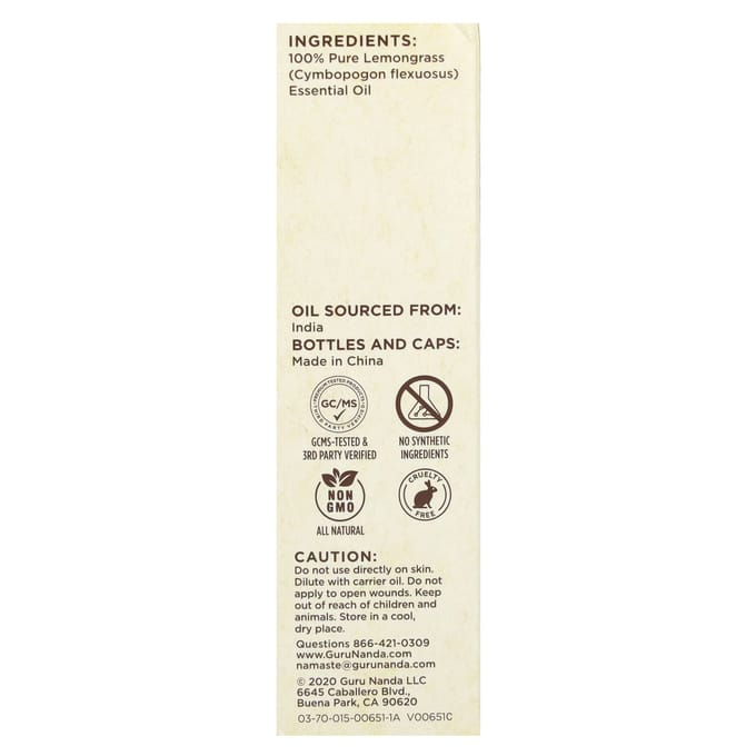 100% Puur Natuurlijke Essentiële Olie, Citroengras, 15 ml (0,5 fl oz)