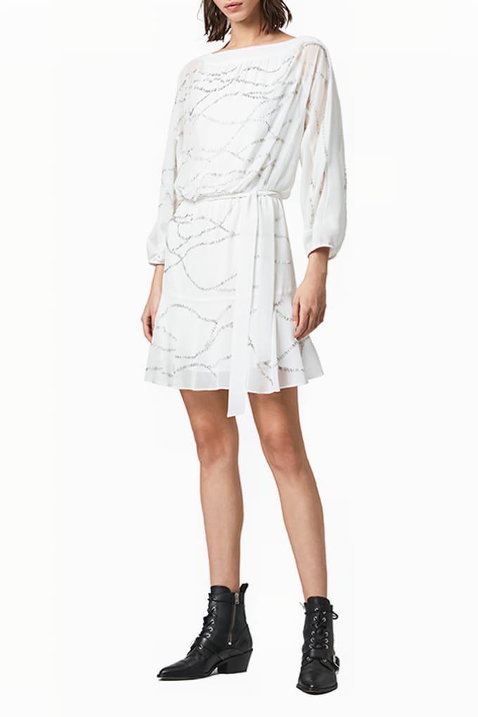 AllSaints Laci Embellished Dre Chalk White Taglia: 34 | Abiti Mini Outlet | Donna | Bianco