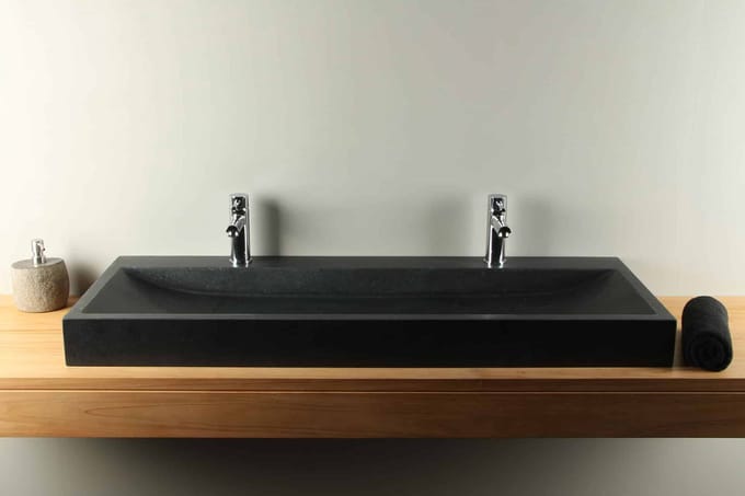 Natuursteen wasbak basaltsteen 120 cm BAS-004-2k
