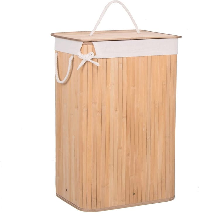 Wasmand met Deksel - 72 Liter - Natuurlijke Bamboe | Ruimtebesparend en Decoratief