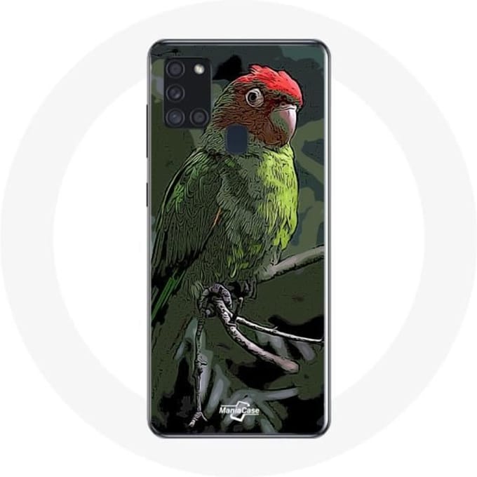 Samsung Galaxy A21S Hoesje Pionus Parrot Rood Groen