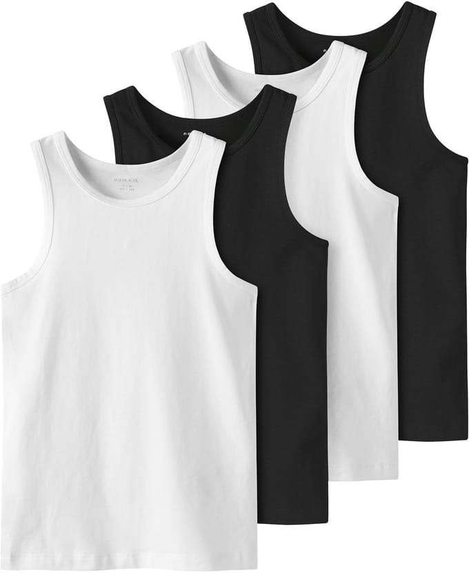 Name It Jongens Hemd Top NKFTANK 4-Pack Zwart/Wit - Maat 146/152