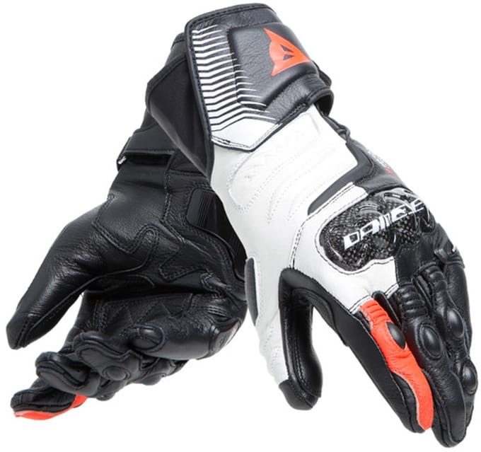 Dainese Carbon 4 Long Lady Handschoenen Zwart Wit Fluo Rood - Handschoen