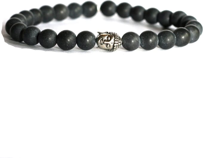 IbizaMen - matte Onyx - Buddha - zilver 925 - 8mm - 20cm