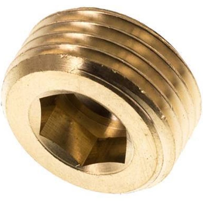 G 1/2'' Messing Plug met binnenzeskant zonder kraag 16 Bar [2 Stuks]