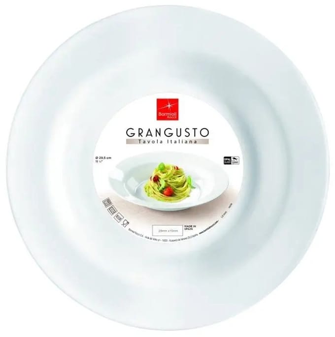 Bormioli Rocco Grangusto Diepe Pastabord 29,5 cm Wit Gehard Glas