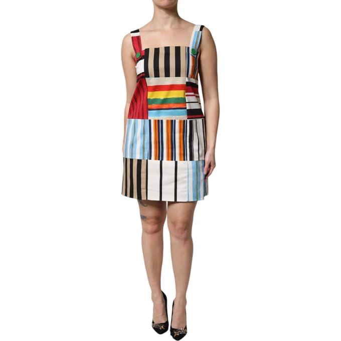 Patchwork Gestreepte Mini Jurk