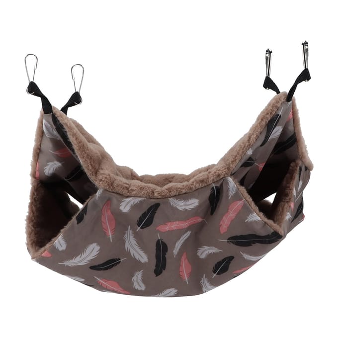Petit Animal Hamac Double Couche Doux et Confortable Hamster Suspendu Lit Chaud avec Métal Fixé S gray