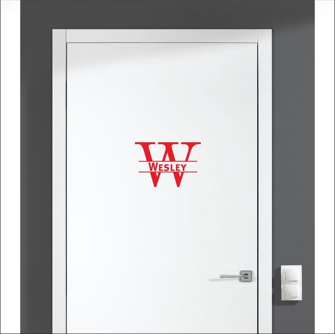 Deursticker Met Naam -  Wesley - Rood