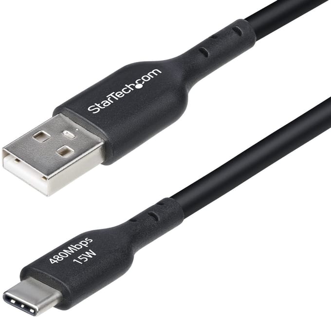 StarTech.com 4m USB-A naar USB-C Laadkabel, USB-A naar USB Type-C Oplaadkabel, Opladen & Synchroniseren, Fast Charge 3A, USB 2.0 Data Transfer Kabel, TPE Mantel, Zwart