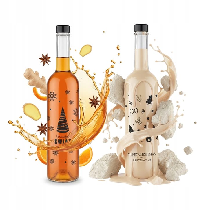 Bimberek Futura Serie - Kerstfles - 500ml - Glas - Kerstprint