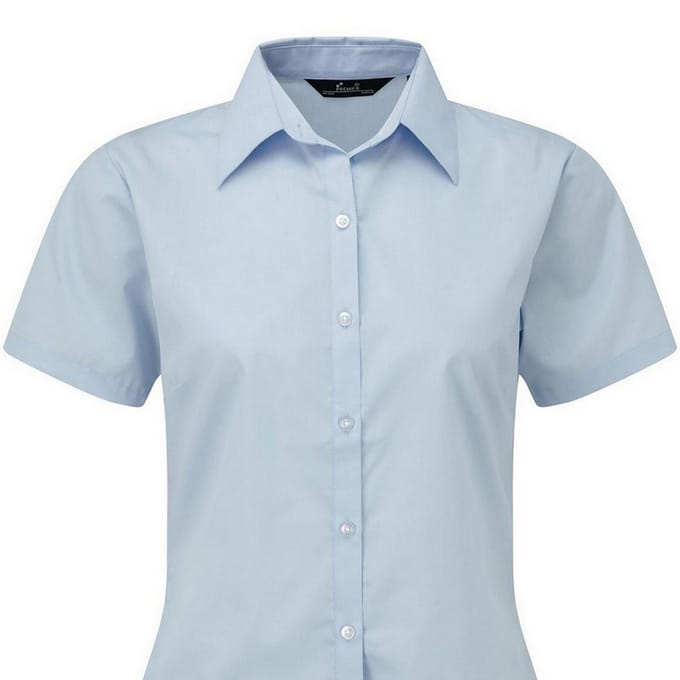 Premier Popeline blouse met korte mouwen / Gewoon werkoverhemd (Lichtblauw)