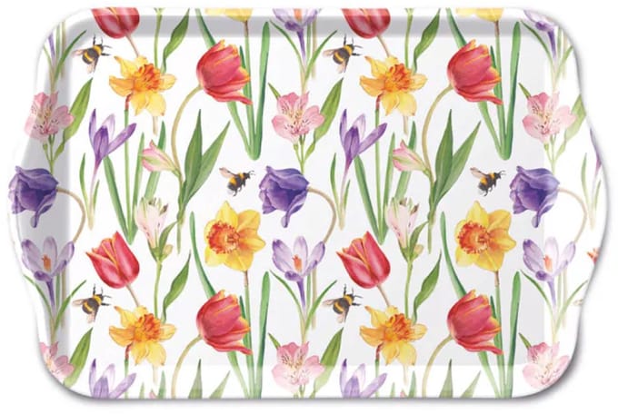 Tray melamine 13x21 cm Flowers in spring
